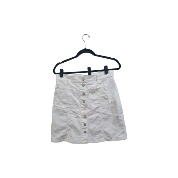 Madewell White Denim Button Up A Line Jean Skirt Size 28 - Picture 3 of 10